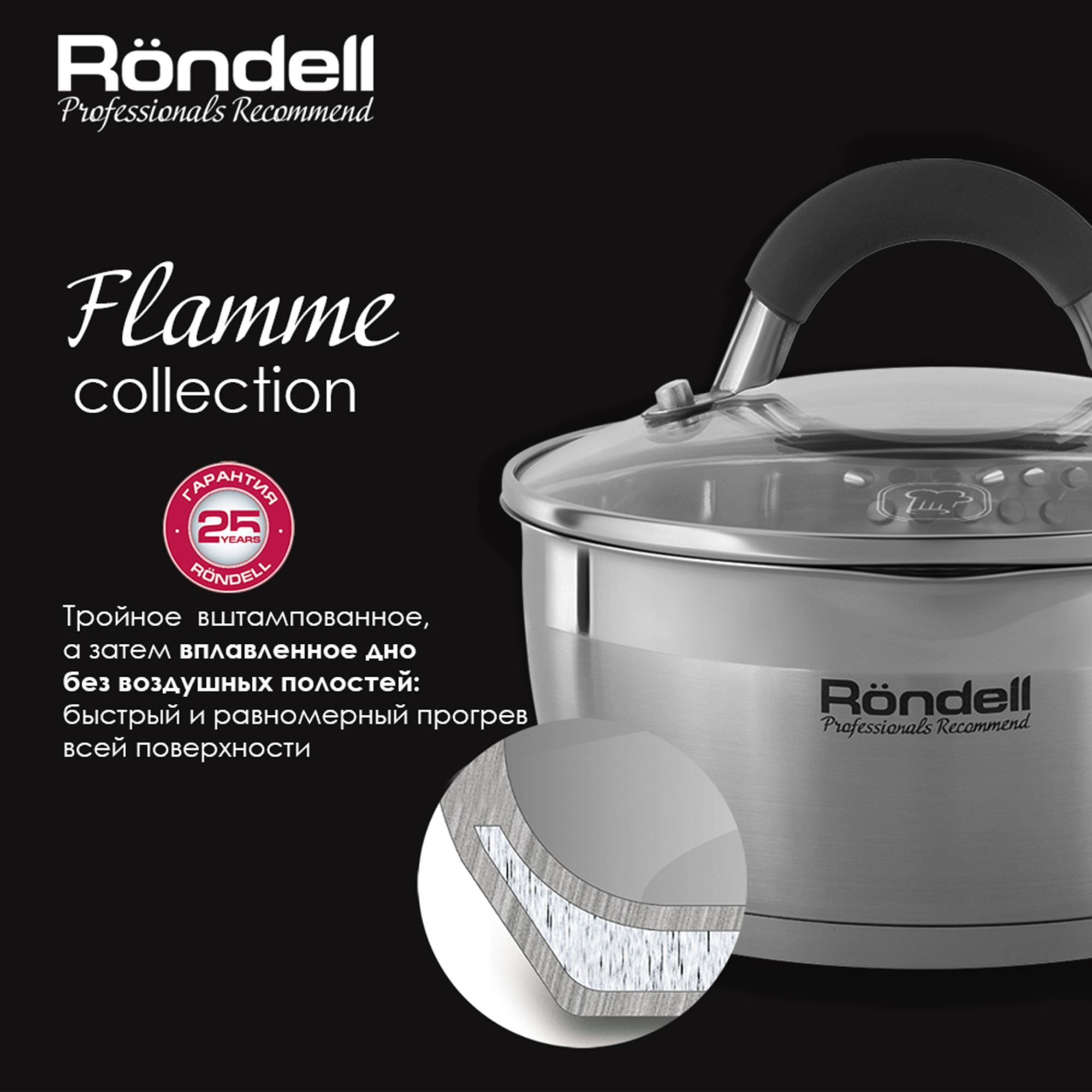 Набор кастрюль Rondell Flamme RDS-340