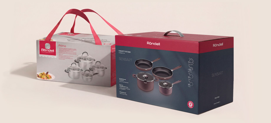 Обновление упаковки посуды и техники Rondell 